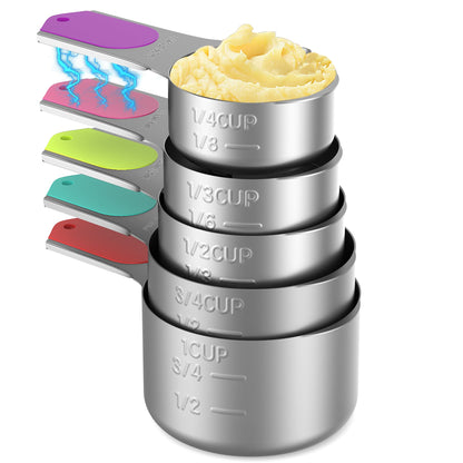 Minteem 5-Piece Magnetic Stainless Steel Measuring Cup Set